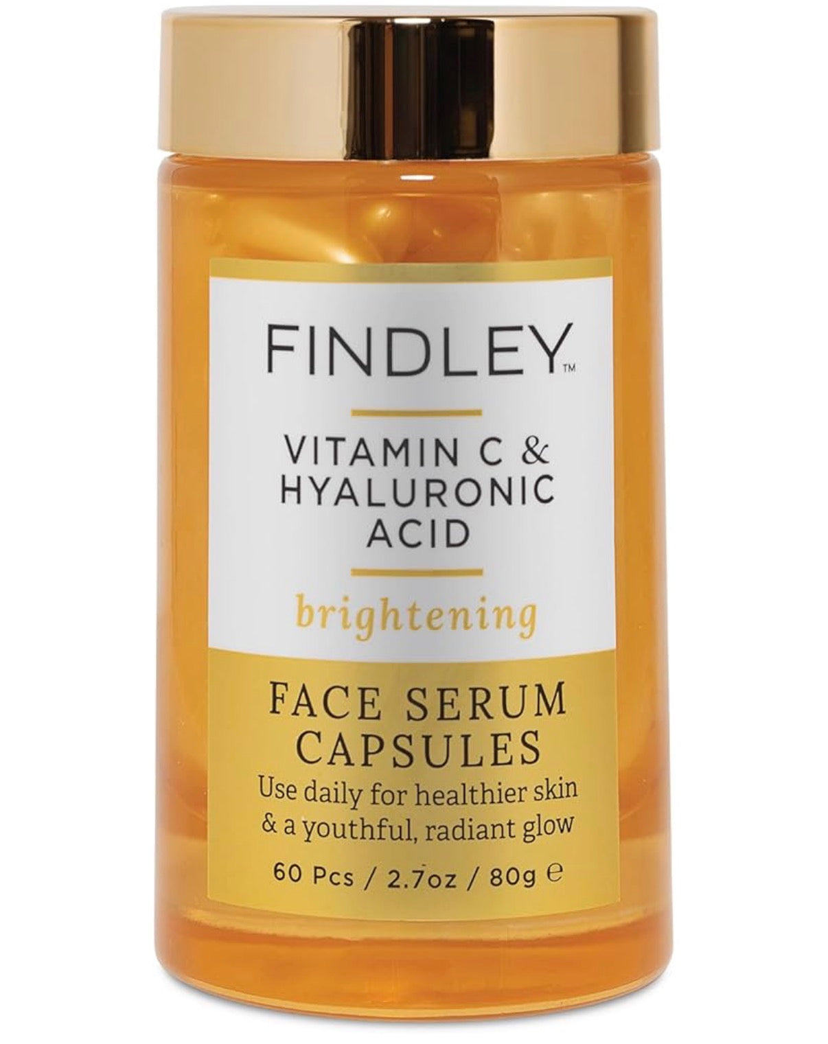 Findley Brightening Face Serum with Vitamin C & Hyaluronic Acid | Hydrating & Radiance Boosting | Improves Skin’s Appearance (60 pcs, 2.7oz)