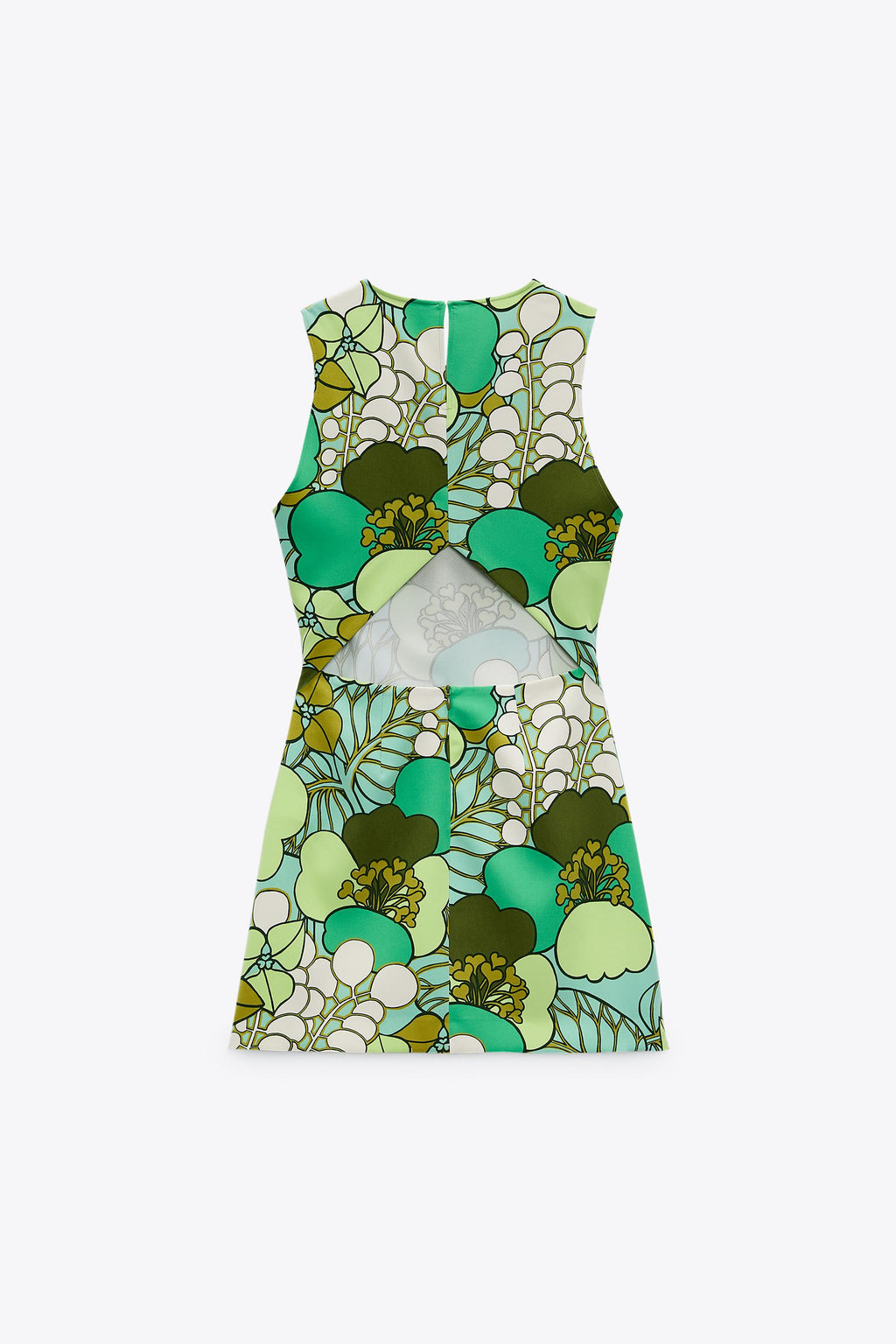 ZARA - VESTIDO FLORAL VERDE (Retro Green Mini Dress)