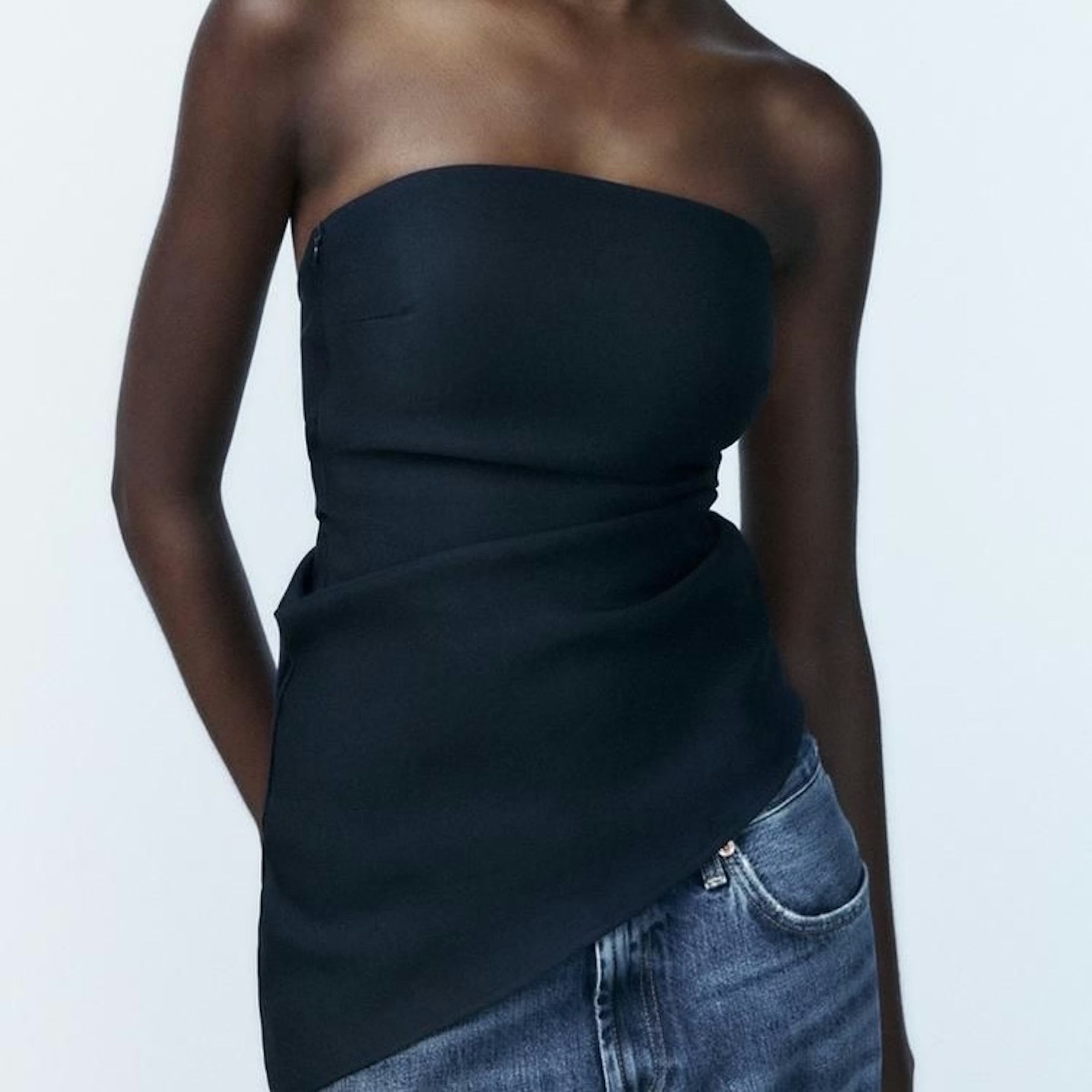 ZARA - TOP NEGRO STRAPPLES PARA MUJER