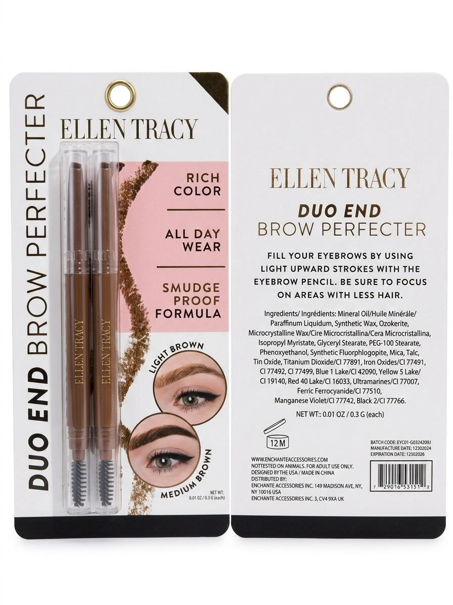 ELLEN TRACY - DUO DE LÁPICES PARA CEJAS PERFECTAS (COLORES:CAFÉ CLARO Y CAFÉ OBSCURO)