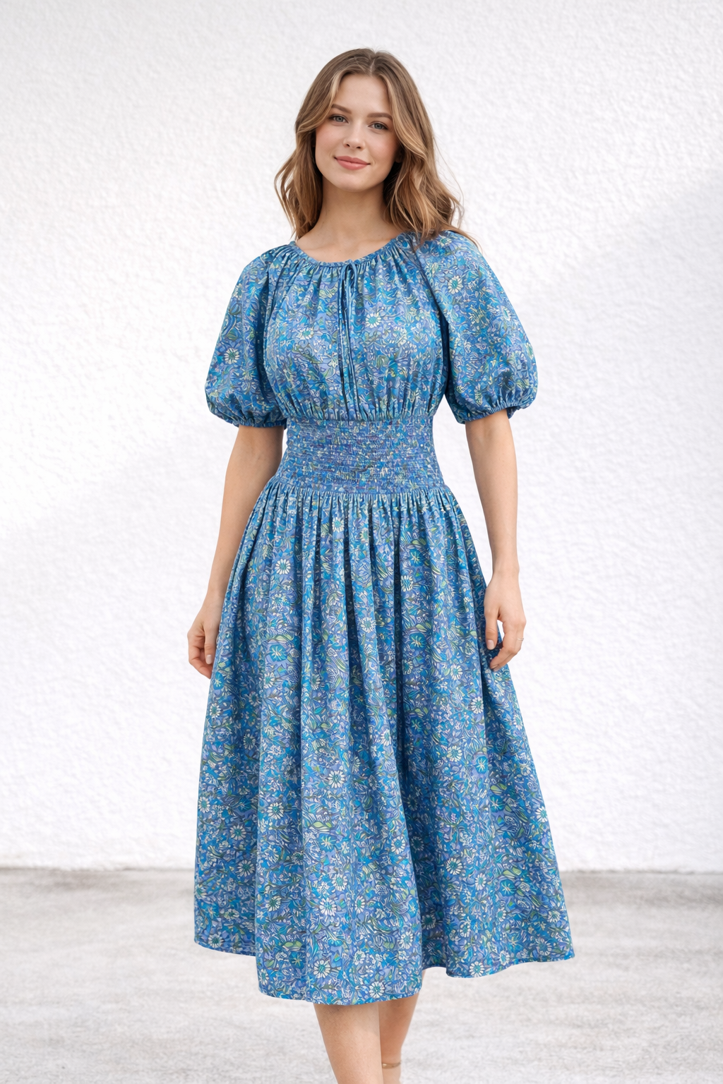 J.CREW - VESTIDO LARGO FLOREADO AZUL DE DISEÑADOR PARA MUJER