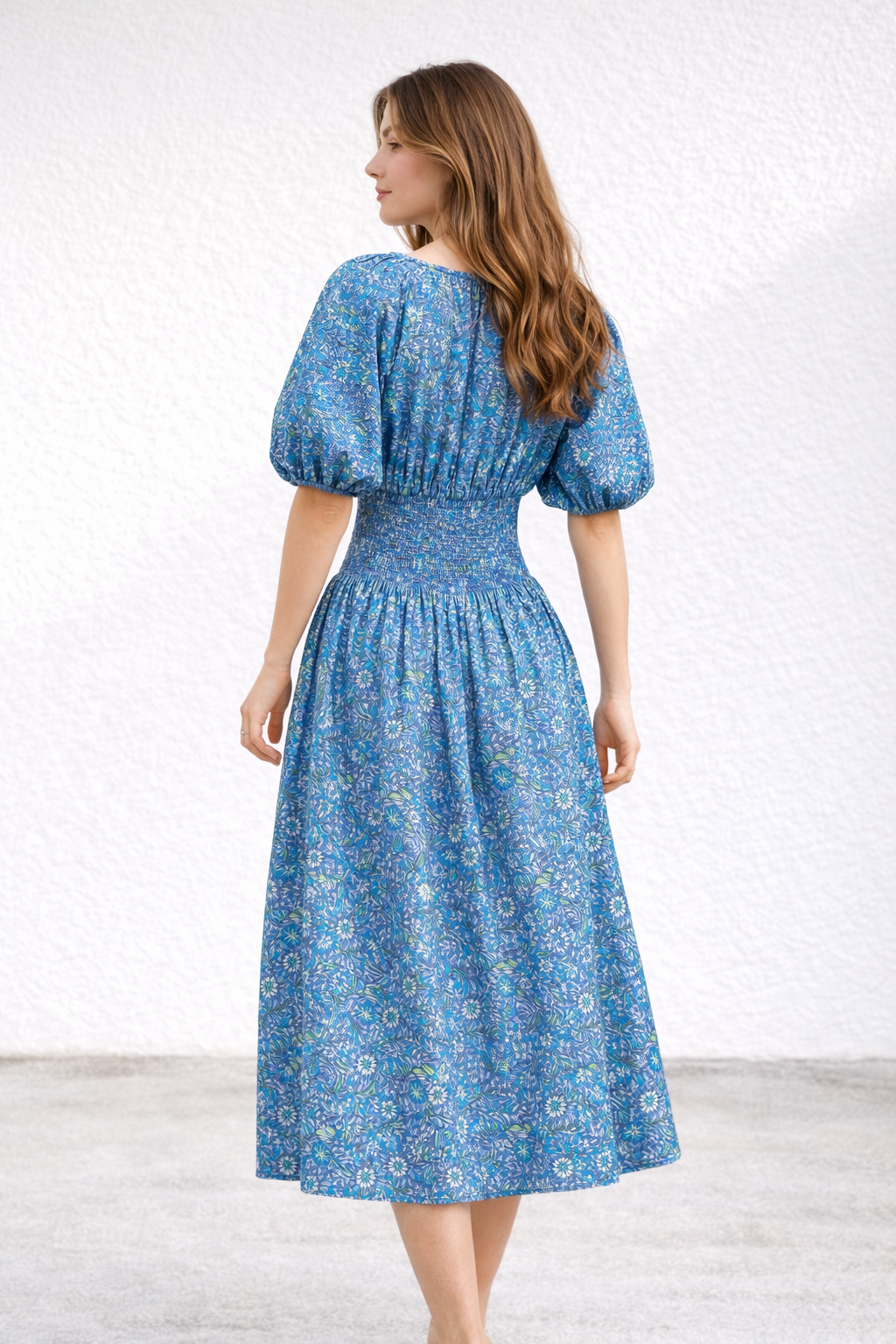 J.CREW - VESTIDO LARGO FLOREADO AZUL DE DISEÑADOR PARA MUJER