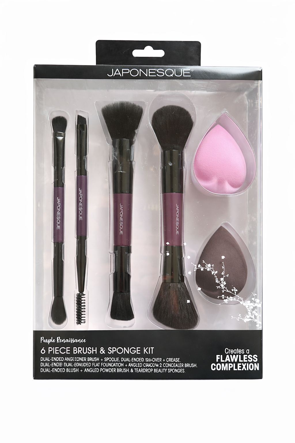 JAPONESQUE - SET DE BROCHAS Y ESPONJA PARA MAQUILLAJE PROFESIONAL