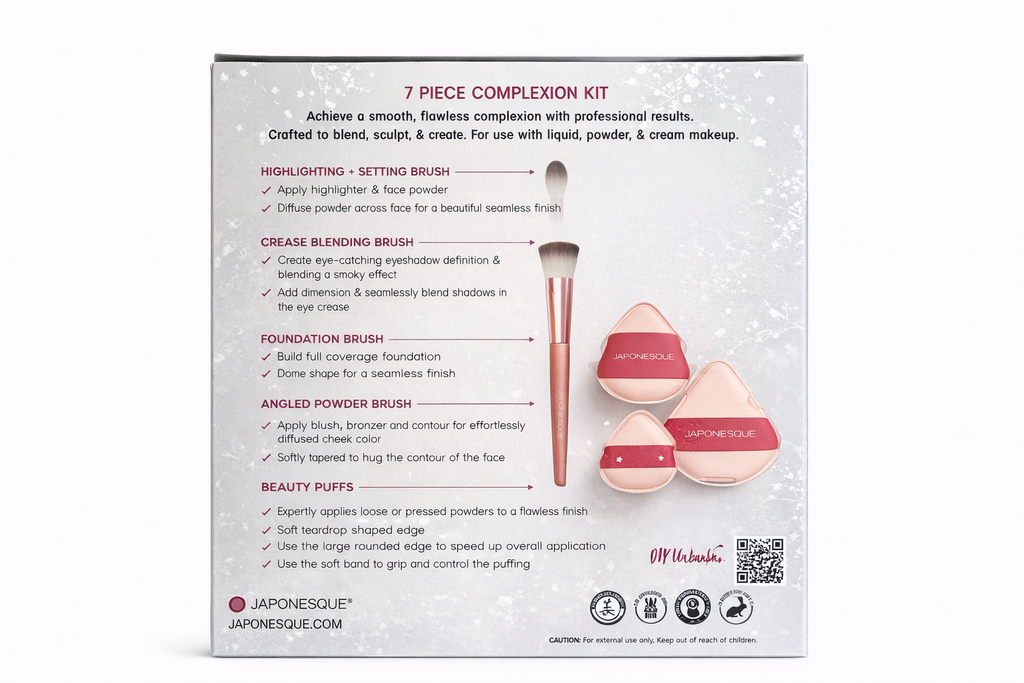 JAPONESQUE POP - SET DE 4 BROCHAS Y 3 ESPONJAS PROFESIONALES PARA EL MAQUILLAJE