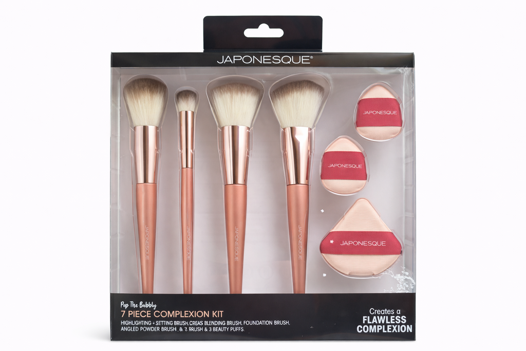 JAPONESQUE POP - SET DE 4 BROCHAS Y 3 ESPONJAS PROFESIONALES PARA EL MAQUILLAJE