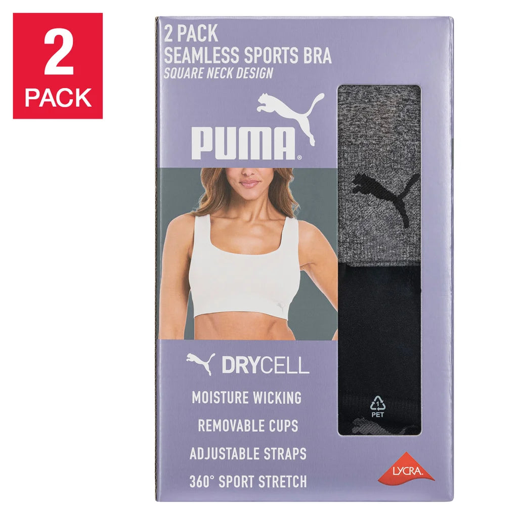 PUMA - BRASIERES DEPORTIVO (PAQUETE DE 2)