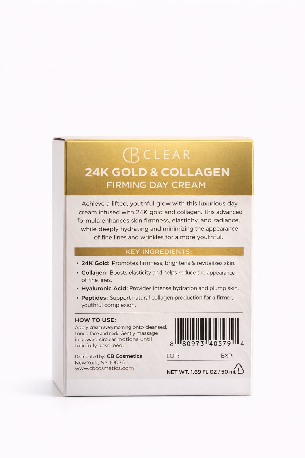 CLEAR BEAUTY- CREMA DE DIA (24K GOLD & COLLAGEN)