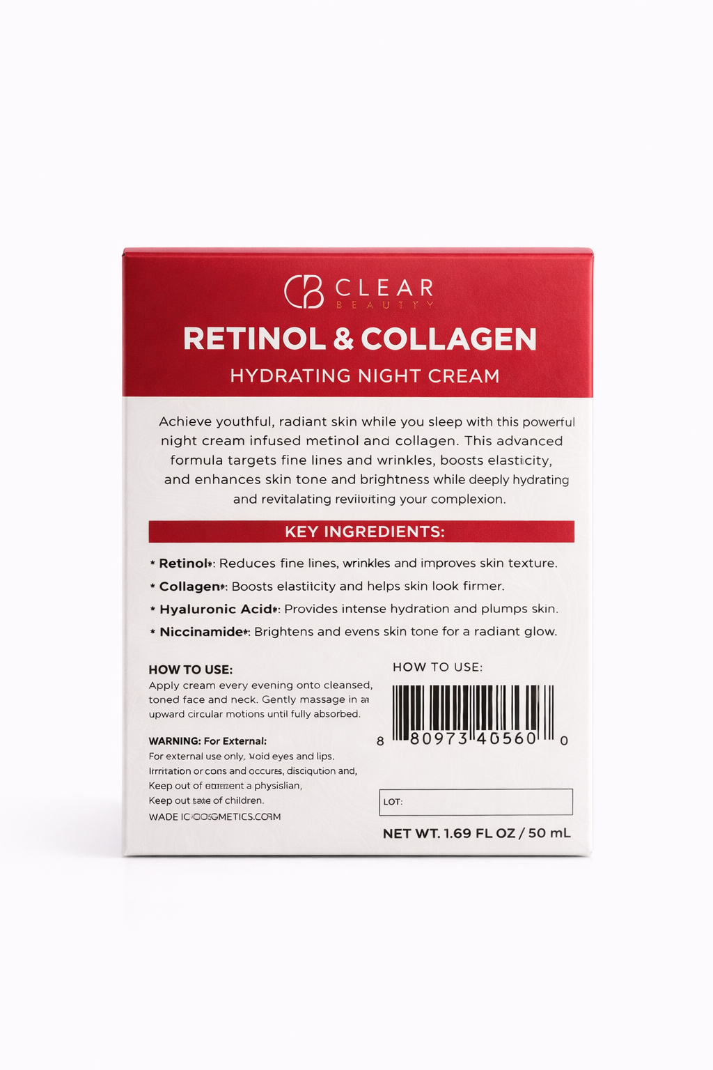 CLEAR BEAUTY - CREMA DE NOCHE HIDRATANTE (RETINOL & COLLAGEN)