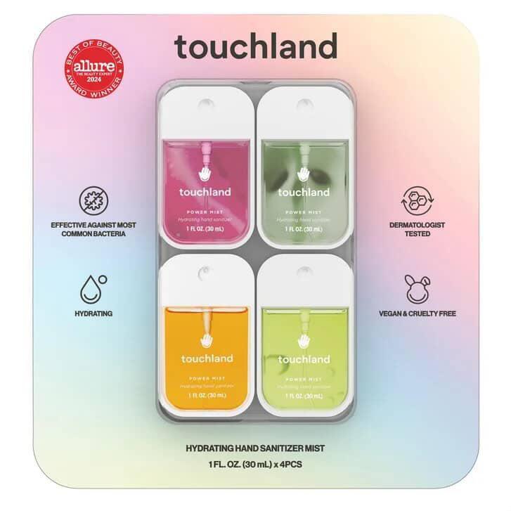 TOUCHLAND - PAQUETE DE 4 SANITIZADORES HIDRATANTES DE MANOS