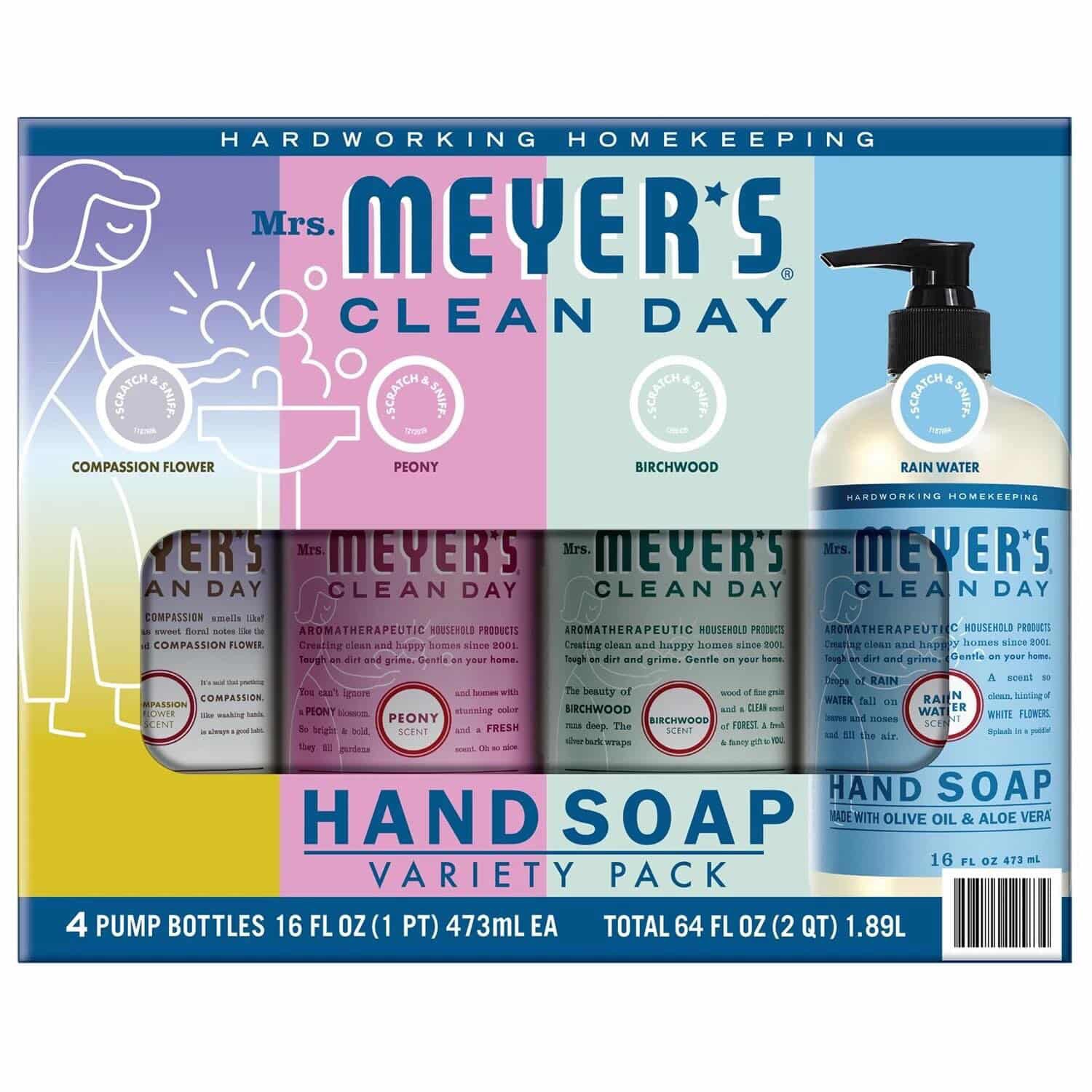 MRS. MEYERS CLEAN DAY-HAND SOAP (PAQUETE DE 4 JABONES LÍQUIDOS PARA MANOS)