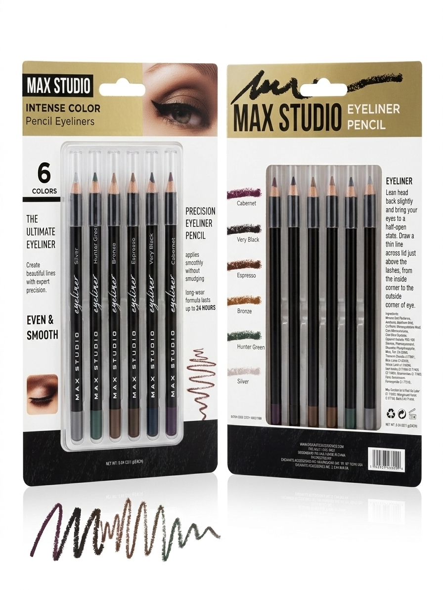 MAX STUDIO - DELINEADORES BRILLANTES PARA LOS OJOS (SET DE 6 DELINEADORES)