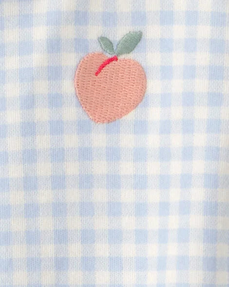 CARTER’S BABY - PIJAMA PARA DORMIR Y JUGAR 100% ALGODÓN  CON DISEÑO DE DURAZNO (1 PIEZA PARA BEBÉ NIÑA:COLOR AZUL)