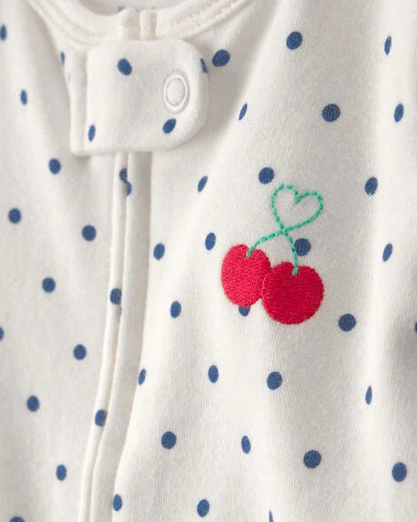 CARTER’S BABY - PIJAMA PARA DORMIR Y JUGAR 100% ALGODÓN  CON DISEÑO DE CEREZA (1 PIEZA PARA BEBÉ NIÑA:COLOR CREMA)