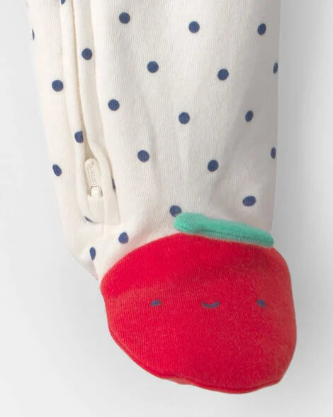 CARTER’S BABY - PIJAMA PARA DORMIR Y JUGAR 100% ALGODÓN  CON DISEÑO DE CEREZA (1 PIEZA PARA BEBÉ NIÑA:COLOR CREMA)