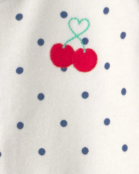 CARTER’S BABY - PIJAMA PARA DORMIR Y JUGAR 100% ALGODÓN  CON DISEÑO DE CEREZA (1 PIEZA PARA BEBÉ NIÑA:COLOR CREMA)