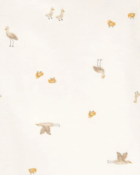 CARTER’S BABY - PAÑALEROS DE MANGA CORTA CON DISEÑO DE AVES (5 PIEZAS PARA BEBÉ PREMATURO:COLORES CREMA)