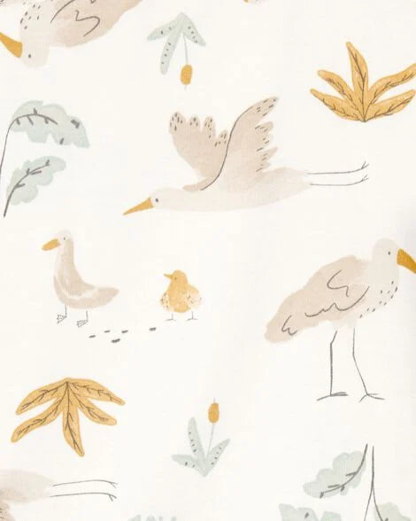 CARTER’S BABY - PAÑALEROS DE MANGA CORTA CON DISEÑO DE AVES (5 PIEZAS PARA BEBÉ PREMATURO:COLORES CREMA)
