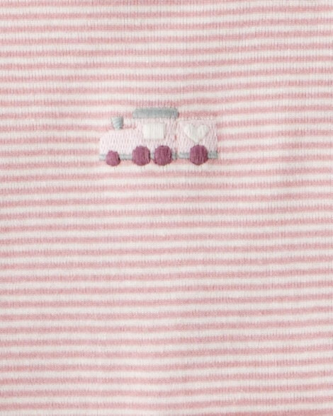 CARTER’S BABY - CONJUNTO DE PAÑALERO Y PANTALÓN DE MANGA LARGA CON DISEÑO DE TREN (3 PIEZAS PARA NIÑA:COLOR ROSADO)