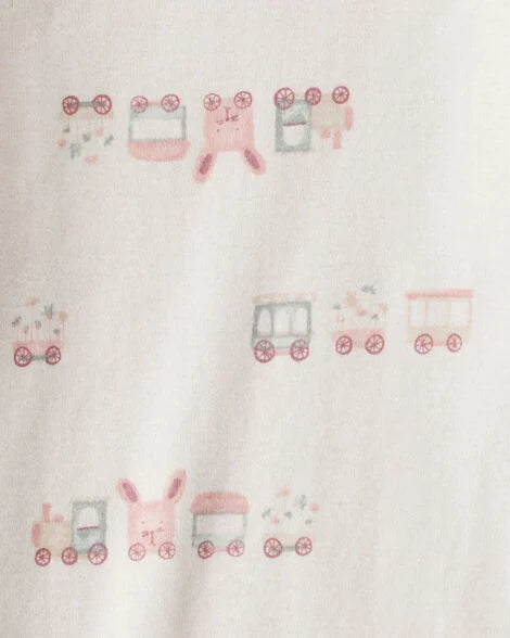 CARTER’S BABY - CONJUNTO DE PAÑALERO Y PANTALÓN DE MANGA LARGA CON DISEÑO DE TREN (3 PIEZAS PARA NIÑA:COLOR ROSADO)