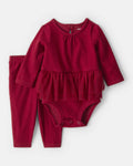 CARTER’S BABY - CONJUNTO DE PAÑALERO Y PANTALÓN DE TUL (2 PIEZAS PARA RECIEN NACIDA:COLOR ROJO)