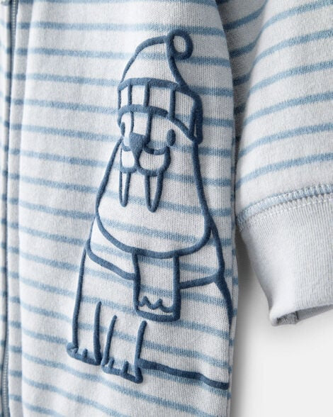 CARTER’S BABY - PIJAMA PARA DORMIR Y JUGAR 100% ALGODÓN  CON DISEÑO DE FOCA (1 PIEZA PARA BEBÉ NIÑO:COLOR AZUL)