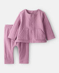 CARTER’S BABY - CONJUNTO DE SUÉTER Y PANTALÓN DE MANGA LARGA (2 PIEZAS PARA RECIÉN NACIDA:COLOR MORADO)