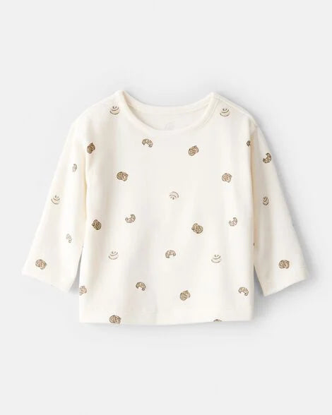 CARTER’S BABY - CAMISETA DE MANGA LARGA CON DISEÑO DE PASTELITOS (1 PIEZA PARA BEBÉ NIÑO:COLOR CREMA)