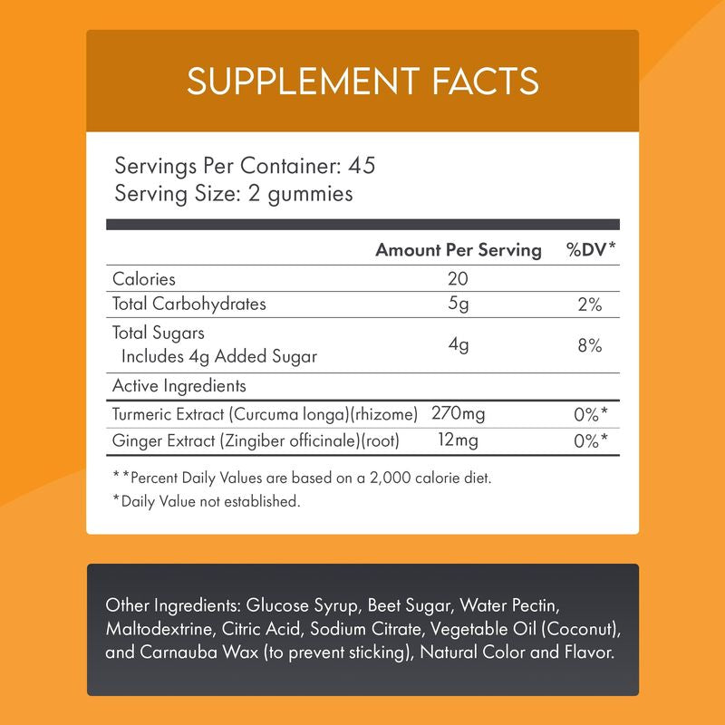 Be Happy Be You Tumeric & Ginger Gummies – Joint & Mobility Support – Natural Antioxidant Blend – Vegan, Non-GMO, Gelatin-Free, Pectin-Based – Made in USA – 90 Count – Herbal Wellness Gummy