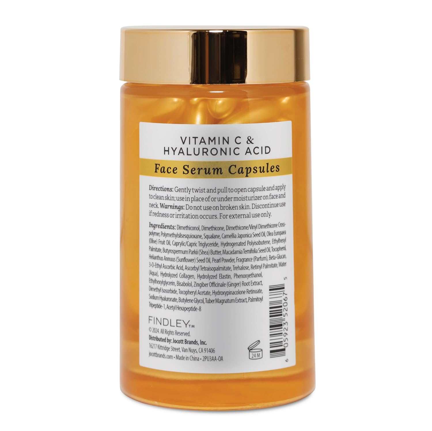 Findley Brightening Face Serum with Vitamin C & Hyaluronic Acid | Hydrating & Radiance Boosting | Improves Skin’s Appearance (60 pcs, 2.7oz)