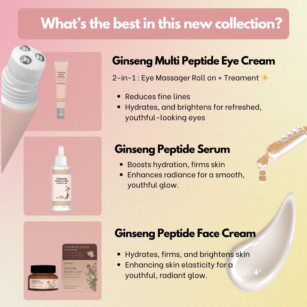 Ginseng Multi Peptide Eye Cream with Massage Roller, 30ml